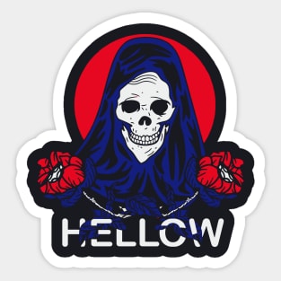 Hellow Skull With Two Red Rose Sticker